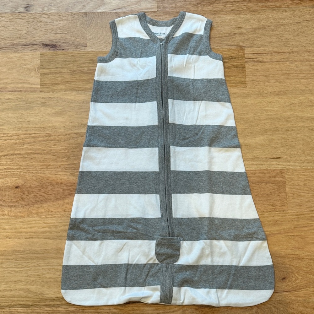 Burt's Bees Gray and White Striped Sleep Sack
